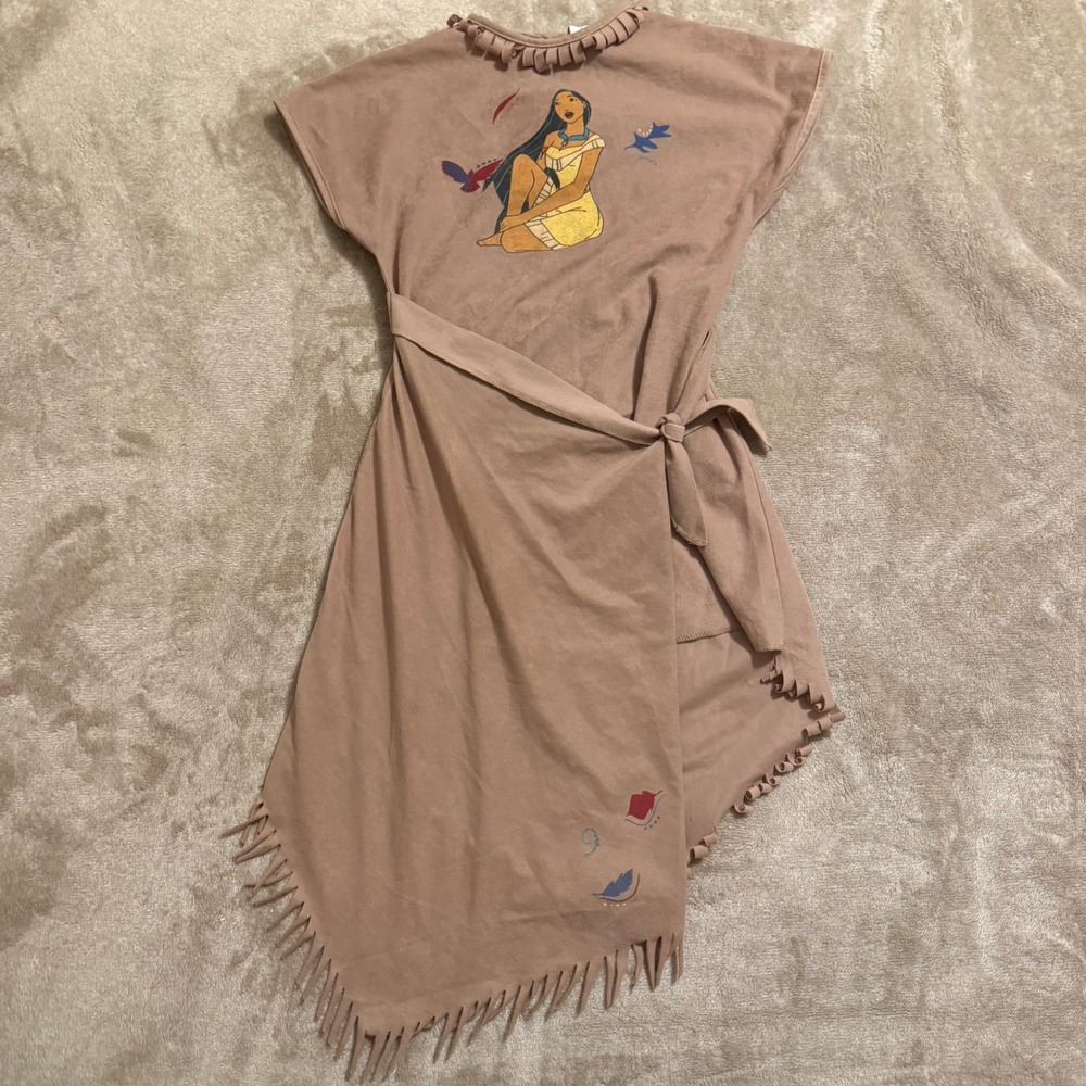 Disney Store Pocahontas Fringed Costume Dress Nightgown Tan Girls 6X/7